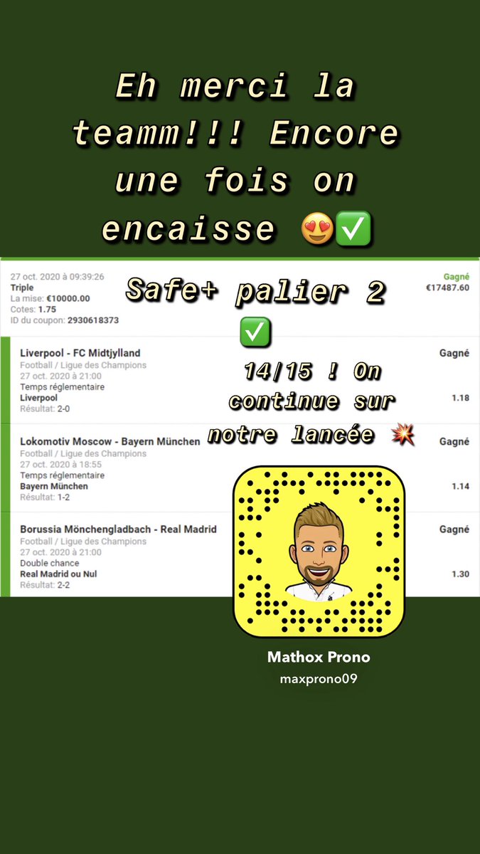 MaxProno3's tweet image. Belle cote a 1.75 pour continuer avec la série de victoire ! 14/15✅ #TeamParieur #parionsport