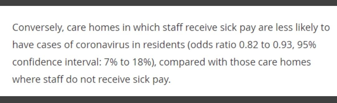 It is *over three months* since the ONS found that a lack of proper sick pay was highly correlated with care home outbreaks and *over three months later* we have still done absolutely nothing about this in England.  https://twitter.com/danielhowdon/status/1278975372621762560In the most vulnerable of settings.10/