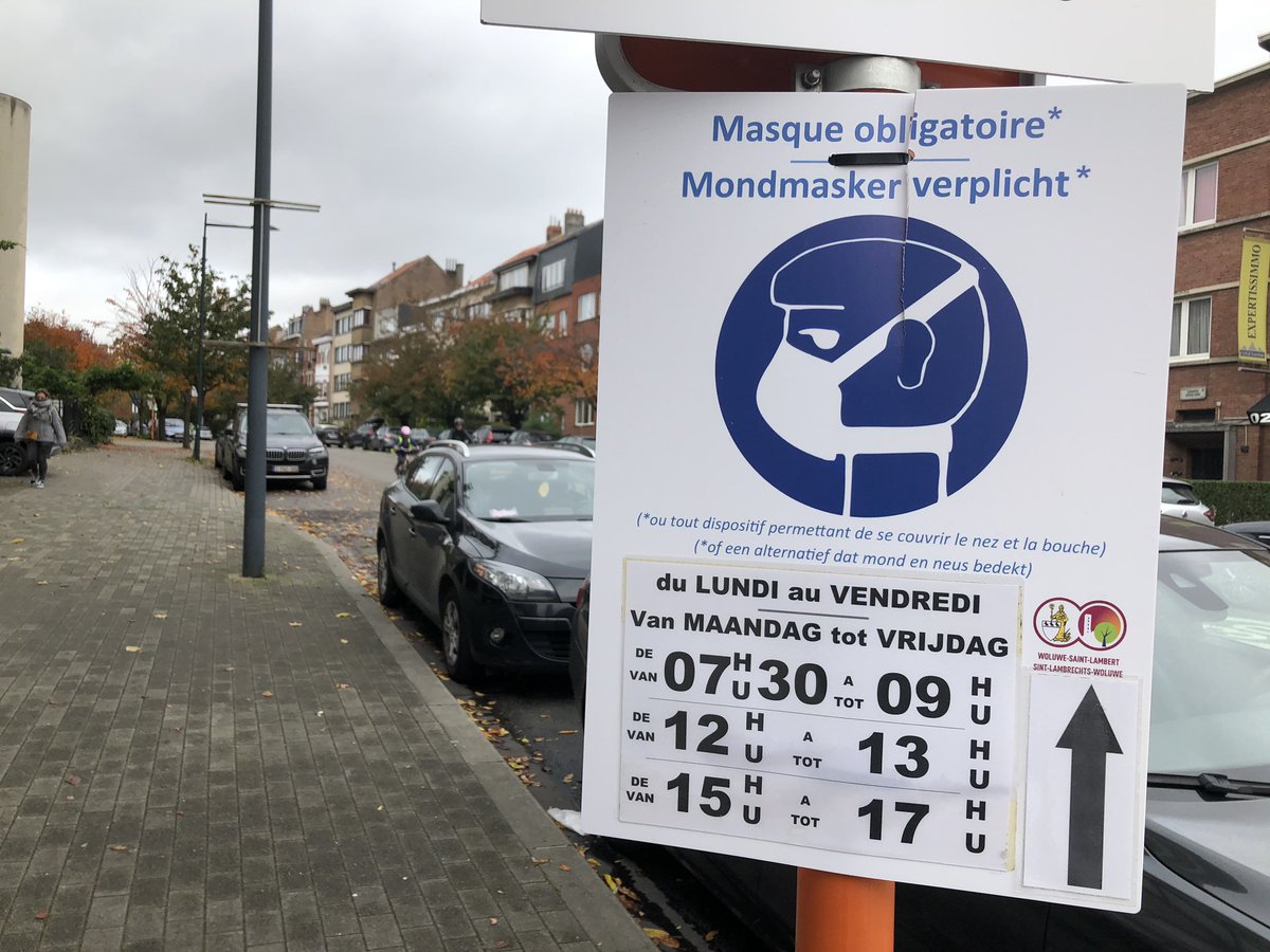 Contrast this with the absurdist complexity of this recent (now superseded) rule on the various permutations of time and day you had wear a mask in a sparsely populated single street in Brussels – in any case a very low risk environment.  (5/6)