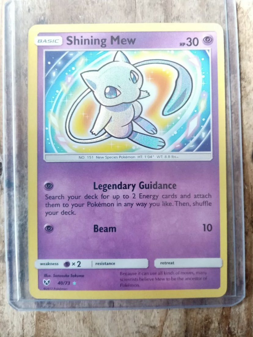 TCGFlips's tweet photo. Just picked up a Shining Mew for £28. Very happy with that price as one sold for £55 yesterday ungraded. #Pokemon #mew #PokemonCards https://t.co/lHvGnqmwIk