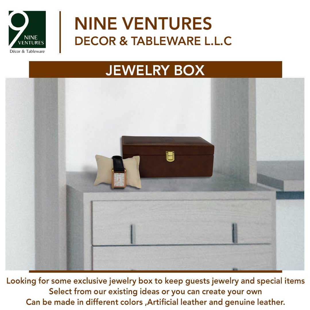 NineTableware's tweet image. These Leather jewelry boxes are ideal for guest room wardrobe and in hotel rooms 

تعتبر صناديق المجوهرات الجلدية مثالية لخزانة ملابس غرفة الضيوف وغرف الفندق

Visit our website nineventures.ae to select the ideal model or you design and we will create

#dubai #dubai🇦🇪
