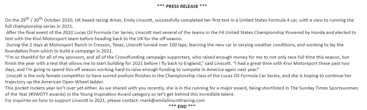 MsportXtra's tweet photo. #F4USA Press release by @emily_linscott . #MsportXtra https://t.co/CgPOCkcdHq