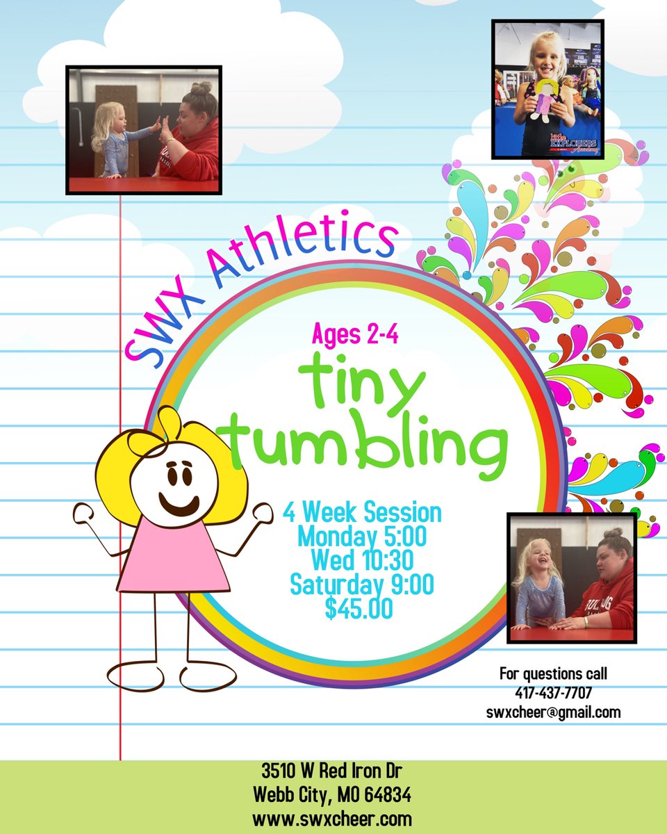 AthleticsSwx's tweet image. With the weather starting to get colder, here is a way for your little ones to burn off some energy! 
#smallbutmighty? #the4statesverybest #joplinmo #howcheerleadingisdone #strongathletesstrongleaders #joplinmo #joplin #youthsports #gymnastics #preschoolgymnastics