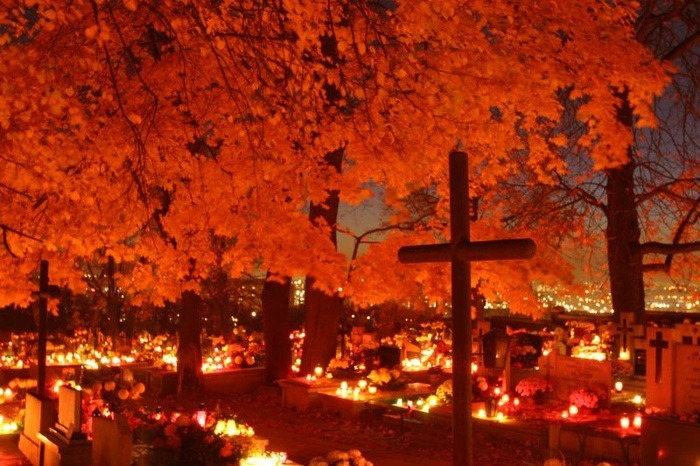 catholic families all over poland will make pilgrimages to the resting places of their relatives, tending the graves with a care that is truly touching, before laying wreaths, flowers and candles that will be kept lit throughout the length of the holiday.