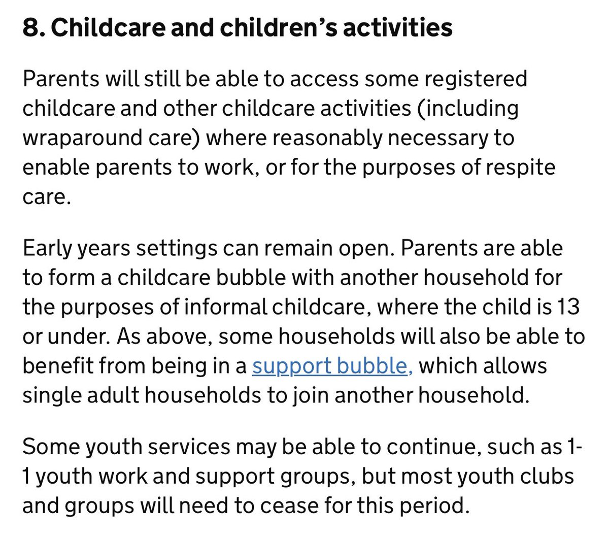 The DfE has confirmed that this paragraph from the government’s new guidelines on the new national restrictions refers to school-age childcare (e.g. after school clubs) and NOT early years settings
gov.uk/guidance/new-n…