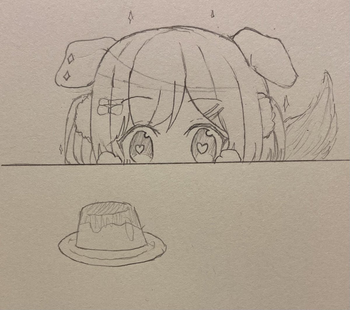 #ういはぁーと
初描き〜_φ(・_・
狙うはプリン? 