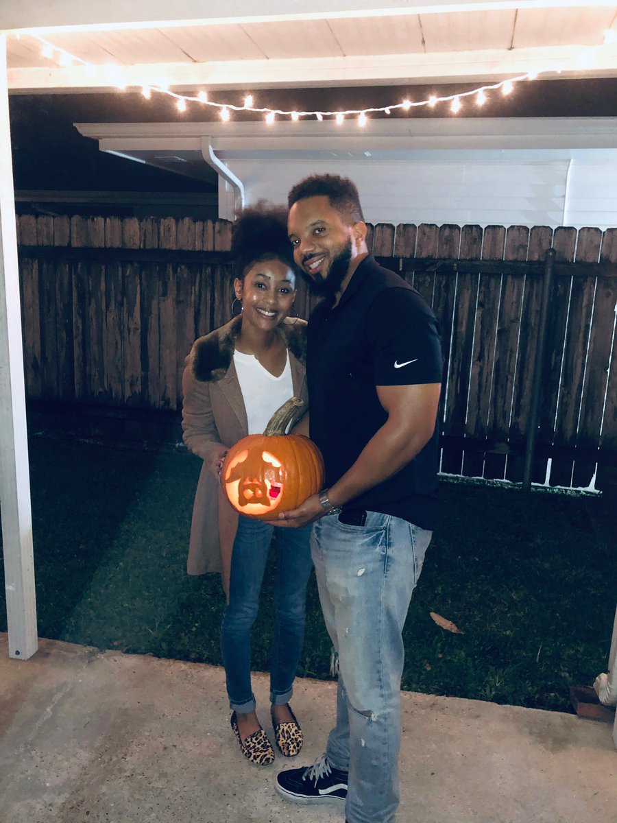 My wife and I celebrating over a month of marriage with our lil pumpkin!! #Halloween2020