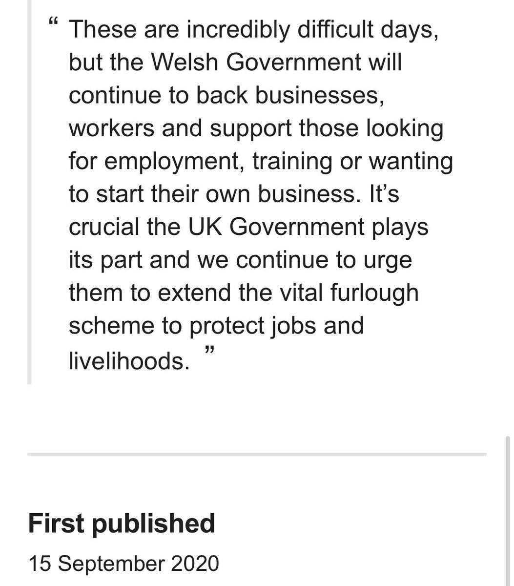 It’s made even more awkward by the requests going back to September from  @KenSkatesMS to erm... “extend the vital furlough scheme to protect jobs and livelihoods.” How about you actually do something and stand up for Welsh workers,  @Simonhartmp?  https://gov.wales/minister-economy-transport-and-north-wales-ken-skates-latest-labour-market-statistics-0