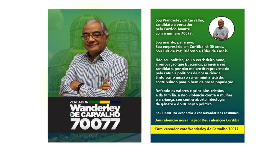 w_decarvalho's tweet photo. Vote bem, vote certo! Vote 70077, o número da mudança!

#wanderleydecarvalho70077 #marisalobo70 #curitibaconservadora #juntosporcuritiba #avante70 https://t.co/ugEaZEKDfK