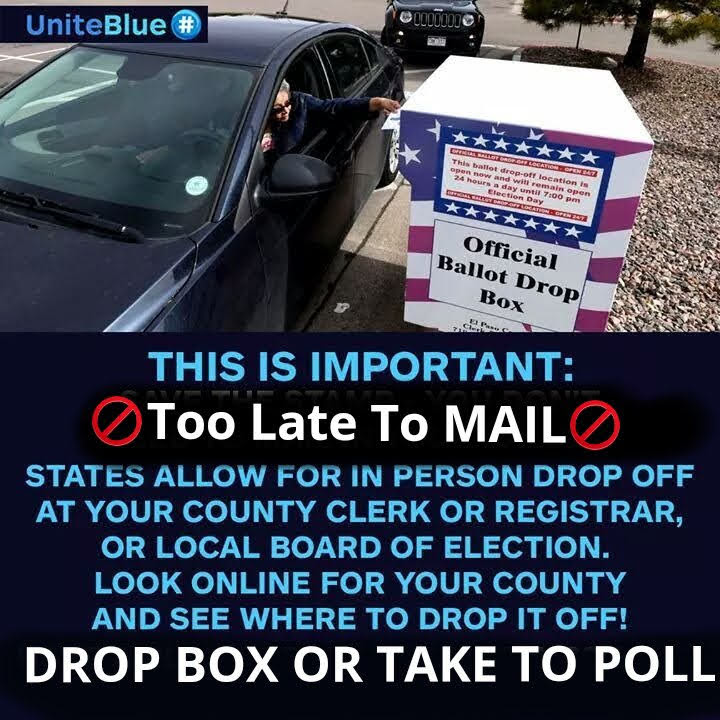 miracleguppy's tweet photo. 🚫📬💥RETURN BALLOT W/SIGNATURE TO DROP BOX OR TO POLL💥🚫📬
🔥💥DIDN'T GET BALLOT THEN GO TO POLL IN PERSON💥🔥
#PostcardsToVoters #IndivisibleID #idyoungdems #SWIdahoNOW #IDDEM #idpol #ReclaimIdaho #BABEVOTE #VoteByDropBox #VoteID #Resist https://t.co/YDwHGRFrMa