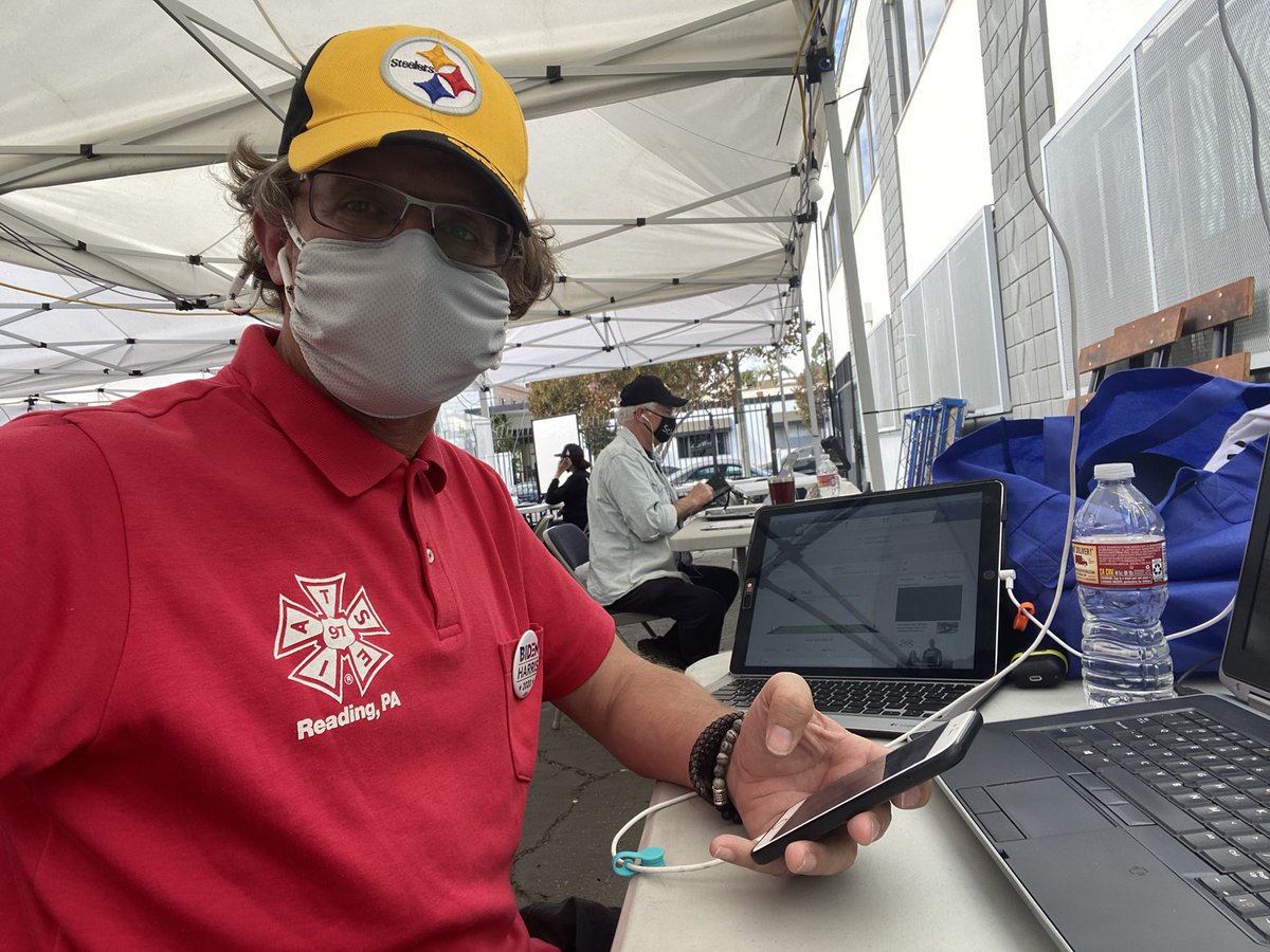 doonerADG800's tweet image. Another day of calling #Union voters in PA. I’m 2,350 from my home local @IATSE #Local97 but I know how important the state is to this election so I’m in the outdoor phonebank at @LALabor 
 #GOTV