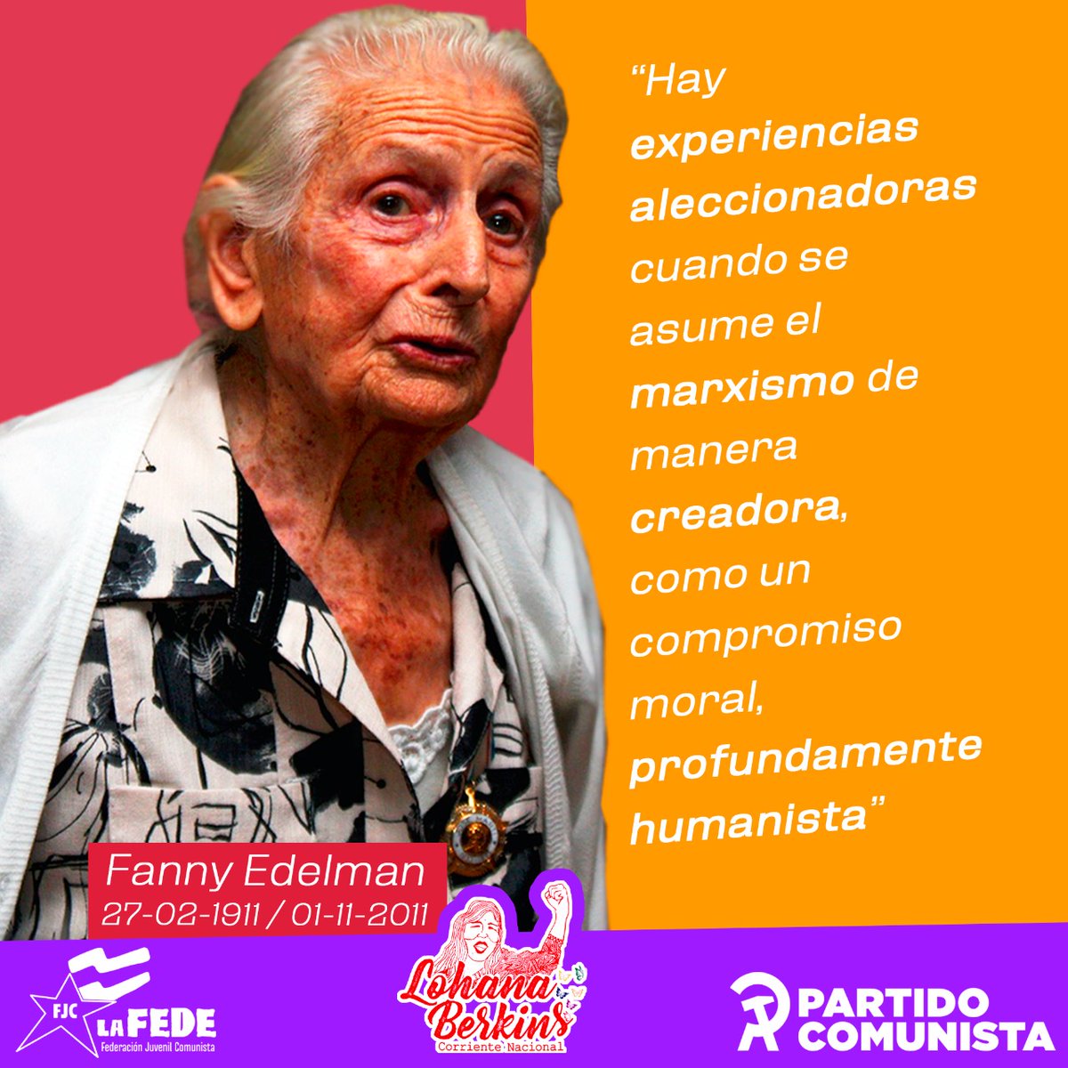kotvictor's tweet photo. #FannyEdelman
A 9 años de su siembra, celebramos su vida de entrega, humanismo, solidaridad Internacionalista y valentía.
Su ejemplo nos inspira y acompaña, Fanny vive en nuestra lucha.
#OrgulloComunista https://t.co/Vuxi2DZGzn