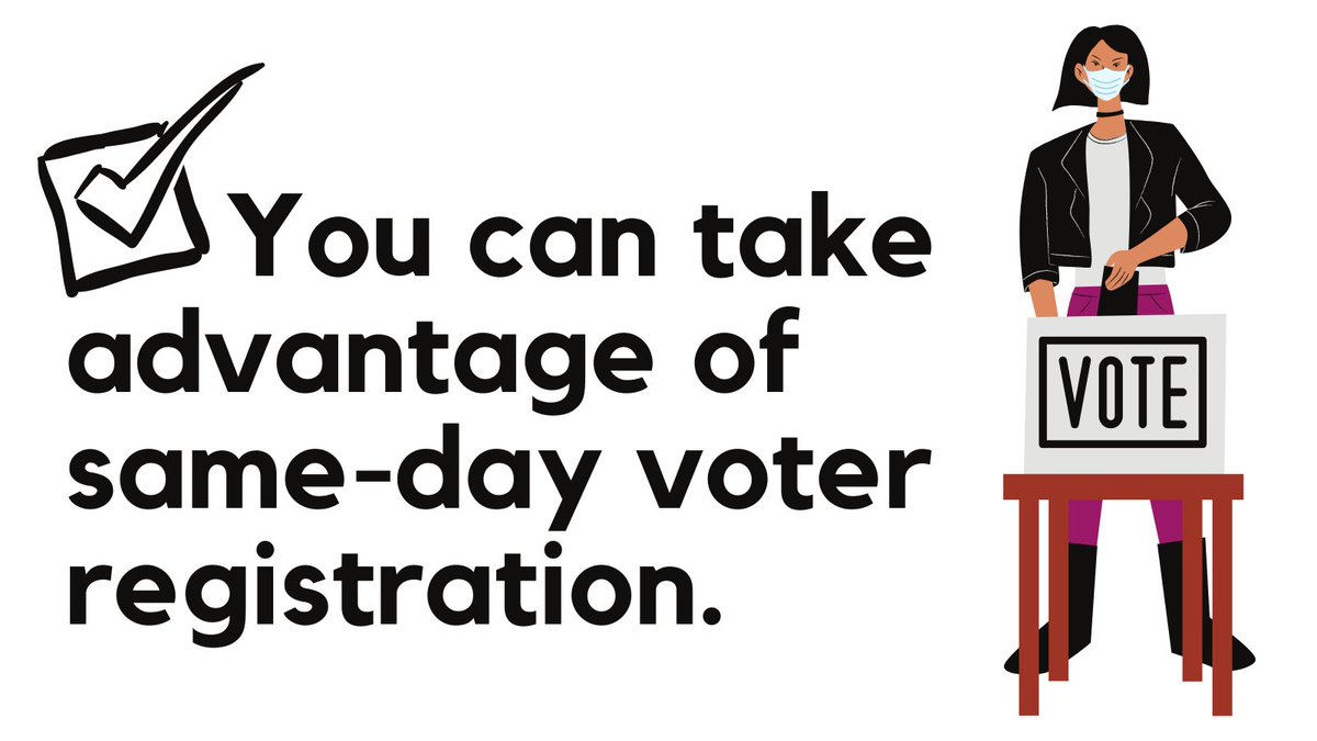 VPIRG's tweet photo. Did you know that Vermont has same-day voter registration? If you haven’t voted yet, you can show up to the polls on Election Day and register to vote then vote immediately afterwards.
#VoteSafeVT #VTPoli https://t.co/rADqB3qOvN