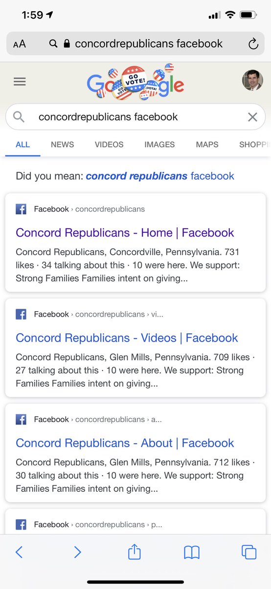ppeterson1's tweet photo. @ngleicher So the Facebook page of a local township’s Republican committee - which was preparing for a last GOTV effort on social media —  disappeared this weekend. No warning. No strikes. No explanation. Just gone and no one at FB seems in a rush to look into issue. https://t.co/tXtjwSn530