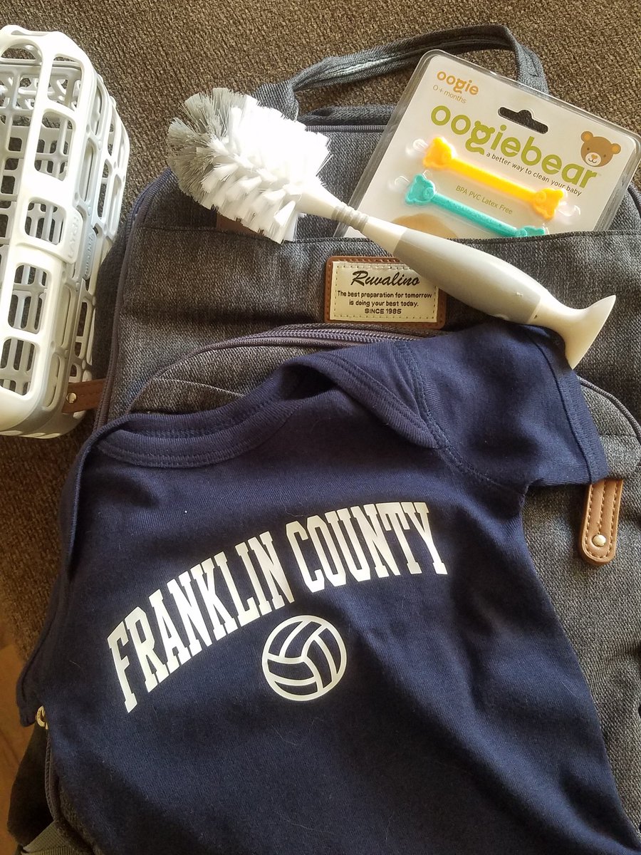 Baby A is spoiled rotten! Thank you so much to the Girls Volleyball team for all the essentials & cutest onesie! And I'm so so excited for this new diaper bag! #FCfamily  @FCHS_Vball_Jill @TanaStang