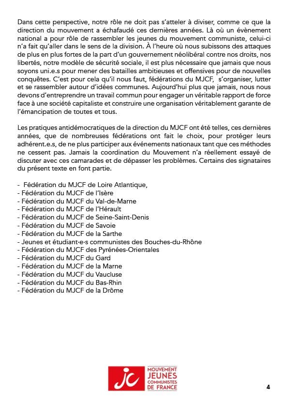 Ci dessous un communiqué de réaction à l’Assemblée Nationale des Animateurs du MJCF, que nous signons avec d’autres fédérations.