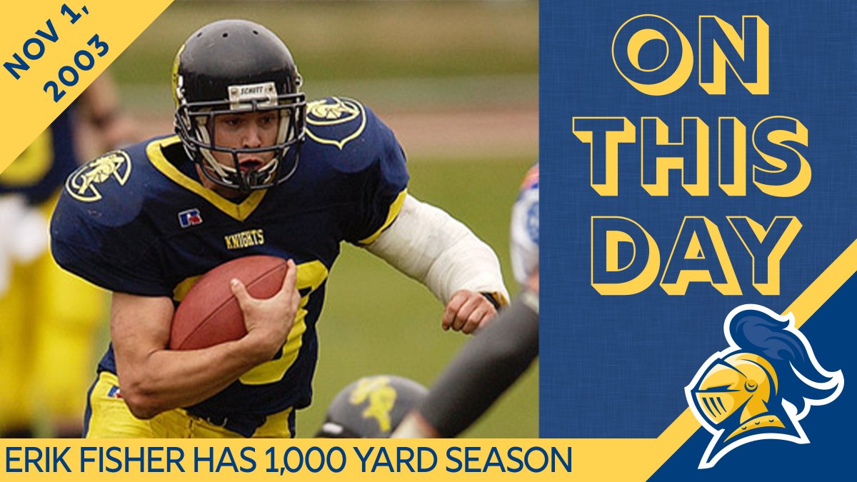 CarletonKnights's tweet photo. #OTD 11/1/03 - Erik Fisher ran for 192 yards and a touchdown, becoming only the fourth back in recorded Carleton history to surpass 1,000 yards in a single season as @CarletonFB defeated Hamline, 31-7.
Read more: https://t.co/H9KFPxLlGb https://t.co/hqml9VOBlz