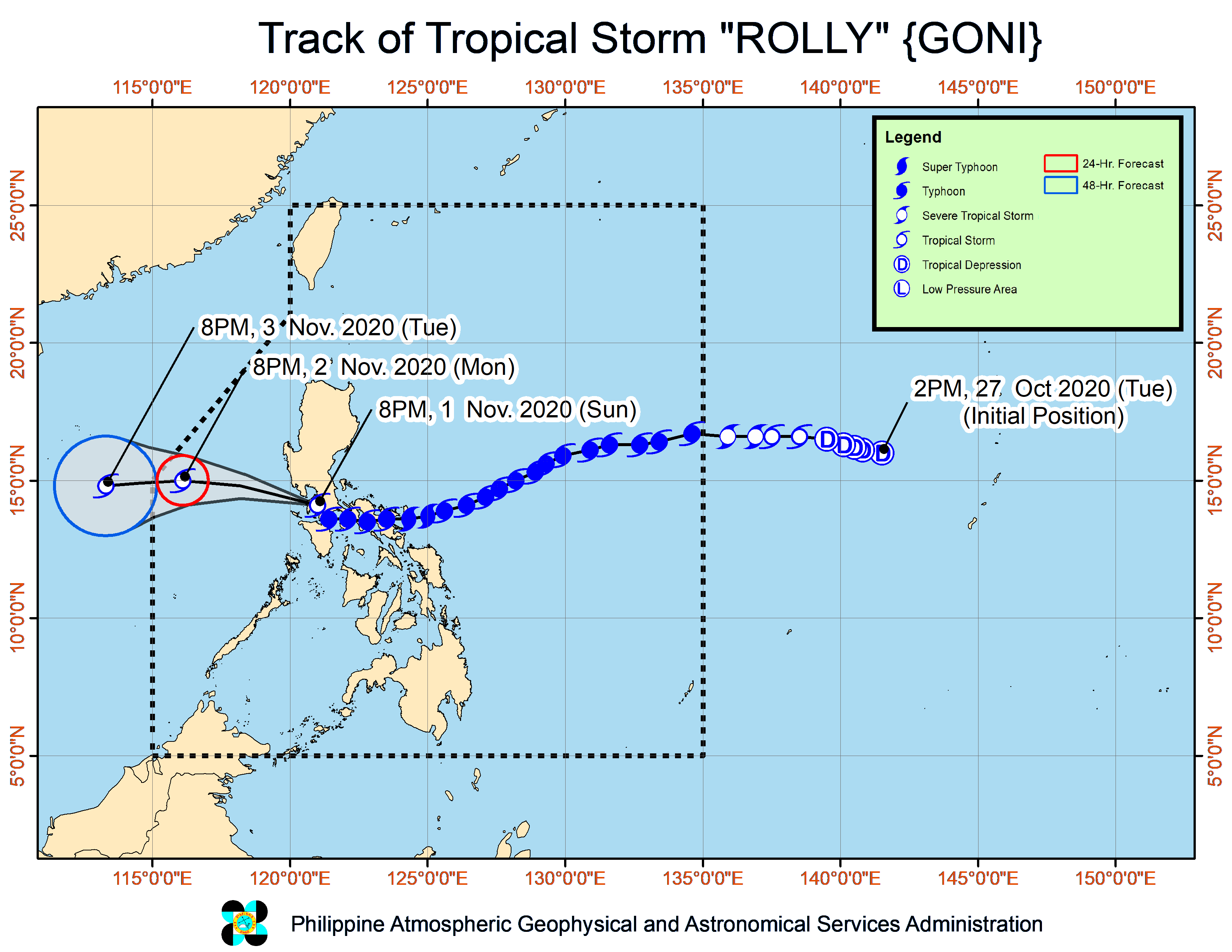 Pagasa Dost On Twitter Severe Weather Bulletin 19 For Tropical Storm Rolly Goni Tropical Cyclone Warning Issued At 11 00 Pm 01 November 2020 Valid For Broadcast Until The Next Bulletin To Be Issued