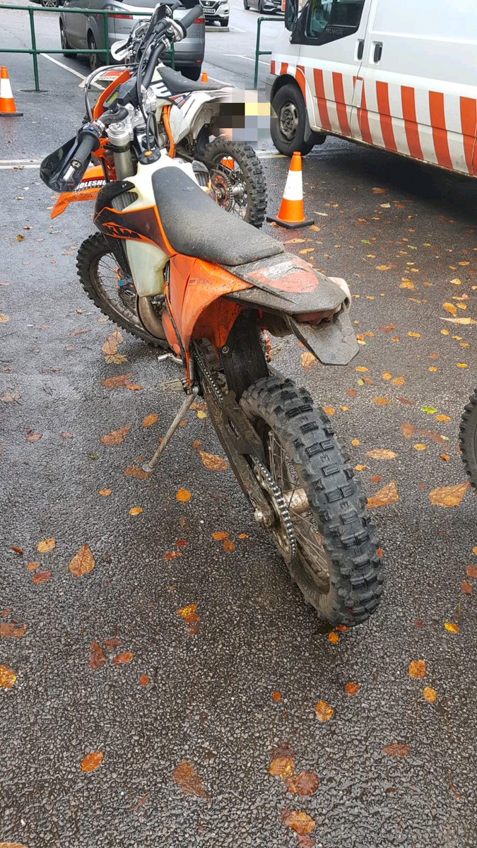 Buxton. Group of 8 off road motorcycles stopped, on a day trip from Liverpool. Not one of them had a road legal number plate - ranging from not bothering with one at all to handwritten ones on a brand new bike. All ticketed. #Traffic