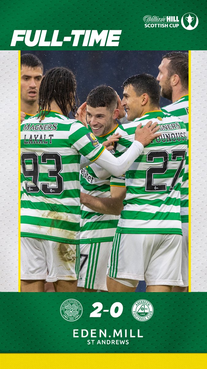 CelticFC's tweet photo. 8⃣ consecutive cup finals! 👏

We are through to another @ScottishCup Final where we'll face Hearts for the trophy! 🏆

🍀 𝗖𝗢𝗬𝗕𝗜𝗚 💚 https://t.co/hw4IUUeZnb
