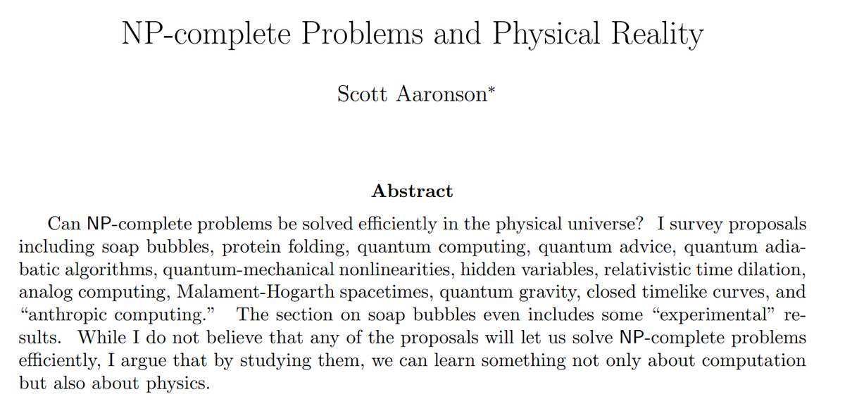 5/n - Scott Aaronson takes this to task in his paper "NP-complete Problems and Physical Reality" where he himself struggles to create a soapy Steiner Tree for 7 vertices. The implication perhaps being that nature itself respects NP-Hardness!
