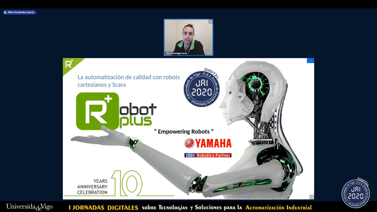 NachoArmesto's tweet photo. Ponencia #DIGITAL @JAI_UVIGO #JAI2020 @ROBOTPLUS #yamaha la #automatización de #calidad con #robots #cartesianos y #Scara https://t.co/A5BV0yXwmo