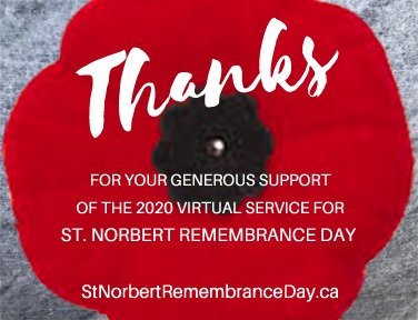 StNorbertFallen's tweet photo. Thank you to our Sponsors, Supporters and Volunteers for your kindness and generosity. See the full list at https://t.co/G7gbzOeRLZ
#stNorbertRemembranceDay #weRemember #remembranceDay #honourTheFallen #ww1Soldiers #stNorbertFallen https://t.co/HyQYtDEAMw