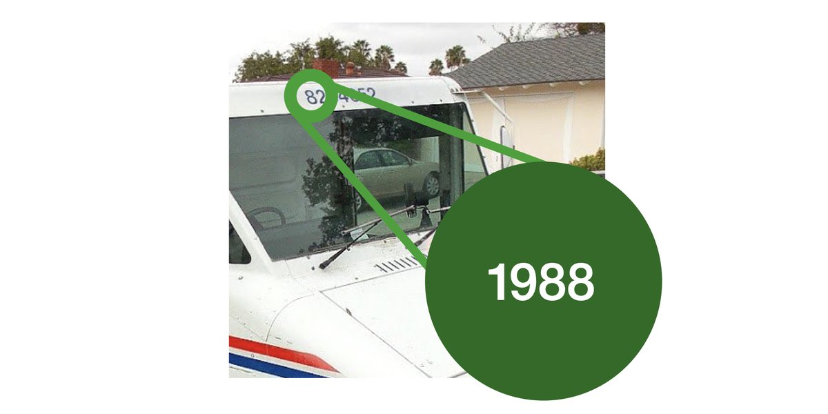 The first digit in this number tells you when the truck was built in the range from 1987-1994, which is why you’ll never see a mail truck with a registration number beginning with a 5 or 6.