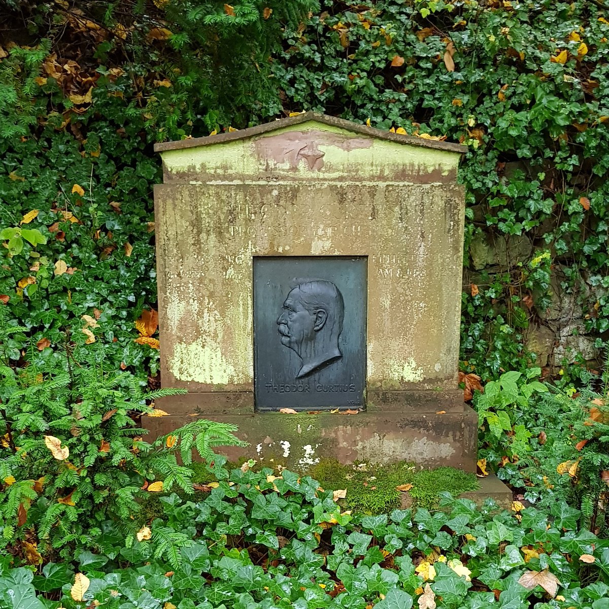 The way now gets steeper as you head up the hill on winding paths to Theodore Curtius of rearrangement fame. He succeeded Viktor Meyer (up thread) as professor of chemistry at the University and was apparently also a keen Mountaineer.(Wiki:  https://en.wikipedia.org/wiki/Theodor_Curtius)