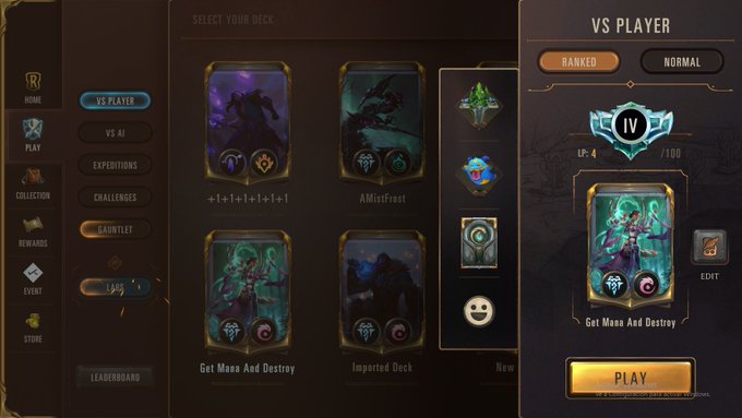 lo nuevo de KDA me trajo de regreso a donde pertenezco jaja :))))))  Deck Code 50% a 60% de winrate: CIBAGAIBBQKCCAYBAIUTCNIEAEAQEAIBAMBBMAYBAEJS6NAFAMAQIBQJCMLAEAIBAEMACAICAQ<a href="/tag/roadtodimond"class="tags"><span>#roadtodimond</span></a><a href="/tag/ultrahype"class="tags"><span>#ultrahype</span></a>