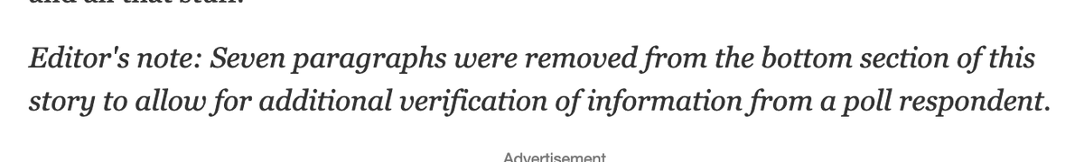 Something curious with part of the Selzer poll write-up. Seven paragraphs removed from the House story, which already featured impossible-to-believe results in  #IA01. Seems they took out a somewhat elaborate story from a Marion voter about Hinson/Finkenauer (1/2)