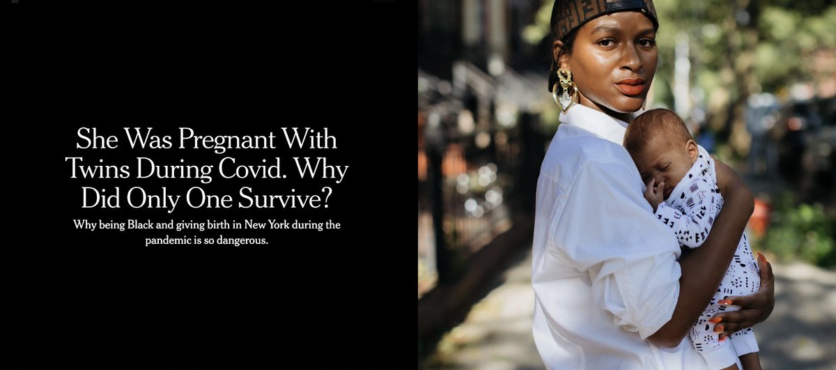 4/ Maternal health is not just a place where racism shows up. It is one of the leading indicators that childbirth is a clear and present danger in America--a place where Black and Native people are most likely to die in the process  https://www.nytimes.com/2020/08/06/nyregion/childbirth-Covid-Black-mothers.html