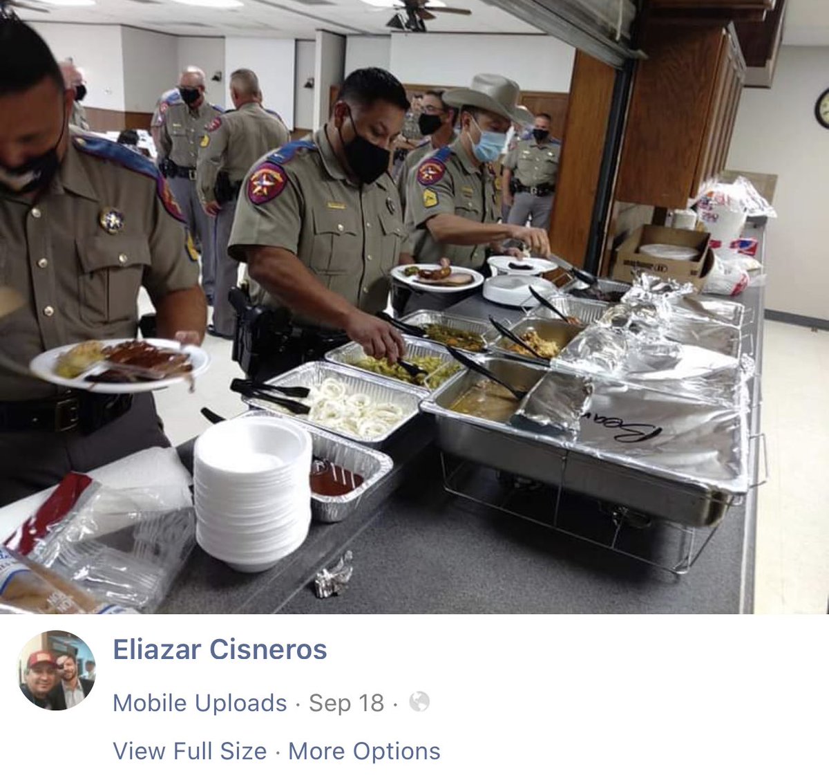 Many are asking where were the cops? Where was the Texas highway patrol during the Biden/Harris bus intimidation attack?Turns out, the Texas Department of Public Safety also has catering donated by Trump supporter Eliazar Cisneros, the man who rammed the white car in the video.