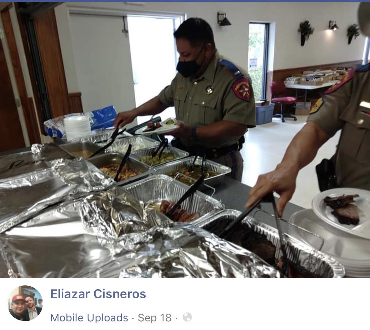 Many are asking where were the cops? Where was the Texas highway patrol during the Biden/Harris bus intimidation attack?Turns out, the Texas Department of Public Safety also has catering donated by Trump supporter Eliazar Cisneros, the man who rammed the white car in the video.