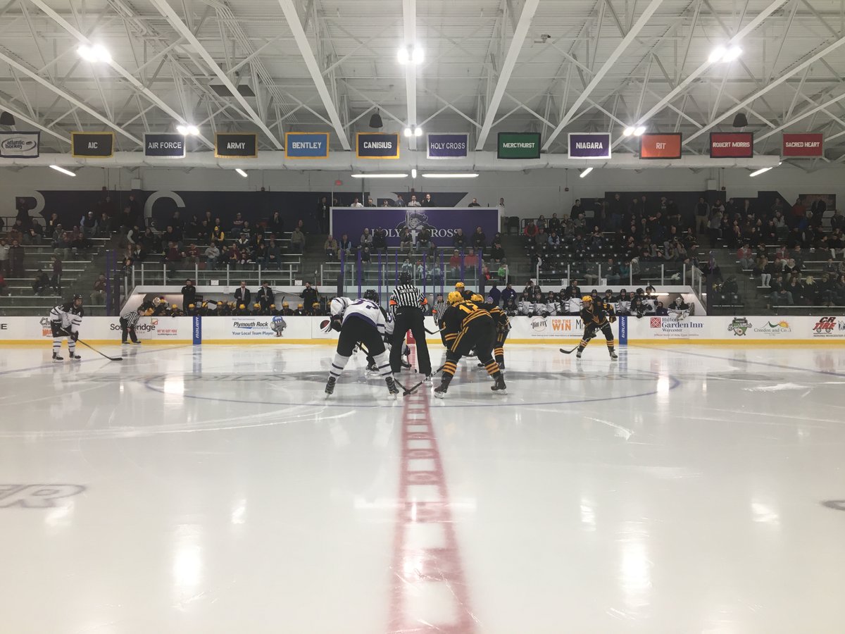 41. Hart Center, Worcester, MA. Home of  @HCrossMHockey . This on-campus arena shares a concourse with the school's basketball arena, but seems to have been an afterthought to the design. Metal bleachers are on the opposite side from the entrance. It's cold and cozy here.