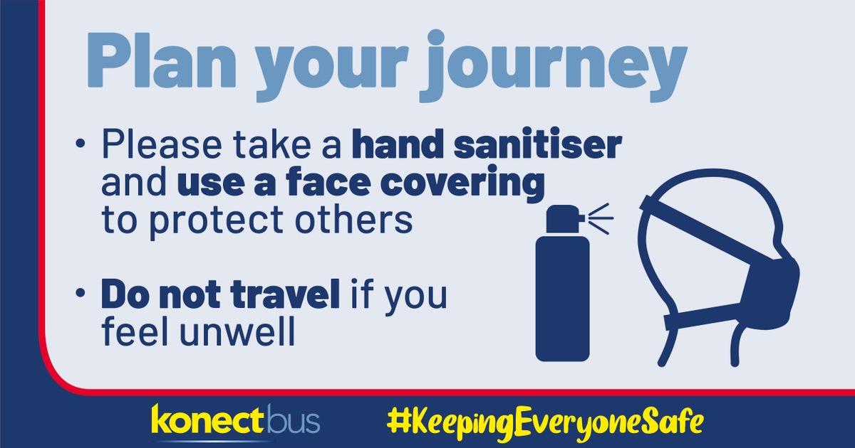 konectbuses's tweet photo. Important Update
Our buses continue to run to our scheduled timetables. Should we need to make any changes, we will inform you on here https://t.co/7KQWHqjcqx
Continue to wear a #facecovering , #planahead  #avoidbusytimes, #paycontactless  #sitbythewindow. #keepingeveryonesafe https://t.co/Z6NLYGFBXf