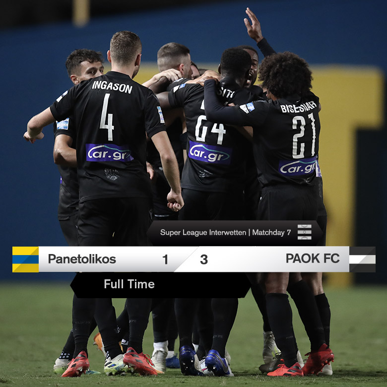 PAOK_FC's tweet photo. #FinalScore Τελικό αποτέλεσμα στο Αγρίνιο. Παναιτωλικός-ΠΑΟΚ 1-3 #PANPAOK #slgrinterwetten https://t.co/w35g8oRqku