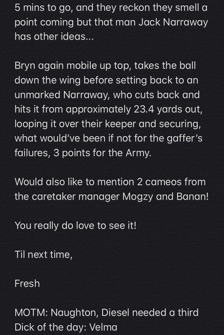BUCC_Panthers's tweet photo. MATCH REPORT - 
Barmy Army 4-2 Krish’s Team
Cheers to Fresh for the write up, going into lockdown with that 100% record #UNBARMABLES https://t.co/Bv4n57ZHmg