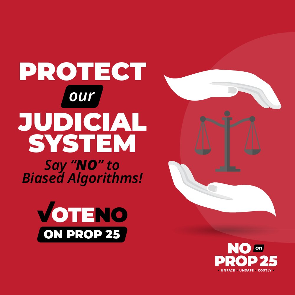 stopprop25's tweet photo. Algorithms create more bias against minorities and people of color. Say NO to racial bias, vote NO on Prop 25! #StopProp25 https://t.co/MBC9NVLwIf