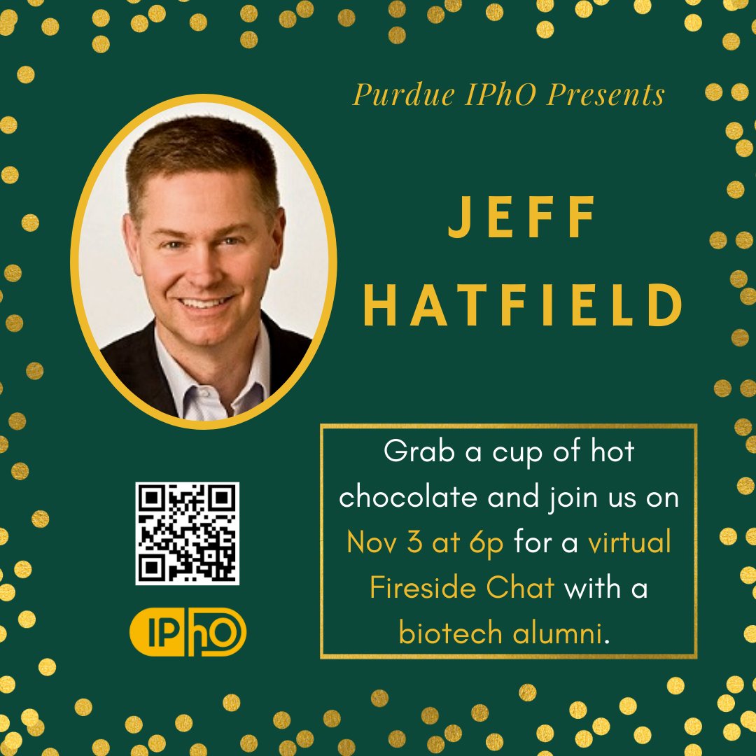 IPhO_Purdue's tweet photo. This Tuesday evening at 6p, join us in a virtual Fireside Chat with Jeff Hatfield. 🔥🗣
Link to meeting: https://t.co/GVvTDSkfFb https://t.co/KIN1KLUiHv