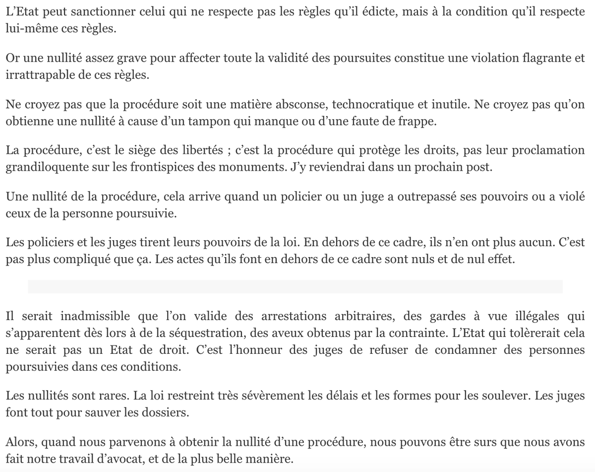 Je pourrais vous faire tout un grand discours sur l'importance des libertés publiques et de l'Etat de droit, mais j'ai perdu l'espoir que qui que ce soit en ait encore quelque chose à cirer...Je vous mets quand même cet extrait d'Eolas, on sait jamais  https://www.maitre-eolas.fr/post/2004/04/18/15-comment-faites-vous-pour-defendre-des-coupables