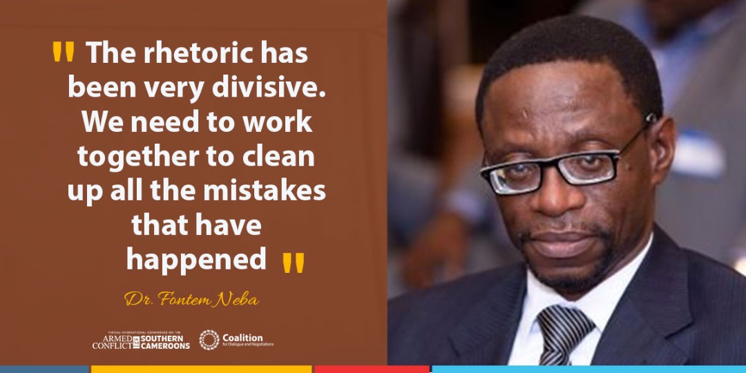 CoalitionFDN's tweet photo. "The rhetoric has been very divisive. We need to work together to clean up all the mistakes that have happened" - Dr. Fontem Neba
#EndAnglophoneCrisis
#SCameroonsConference
#SouthernCameroons https://t.co/BavKfNc701