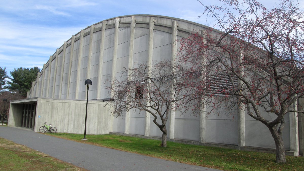 49. Thompson Arena, Hanover, NH. Home of  @dartmouth hockey. Designed by famed architect Pier Luigi Nervi, this concrete building is more attractive than you would think. For the best Big Green experience, come when Princeton is in town.