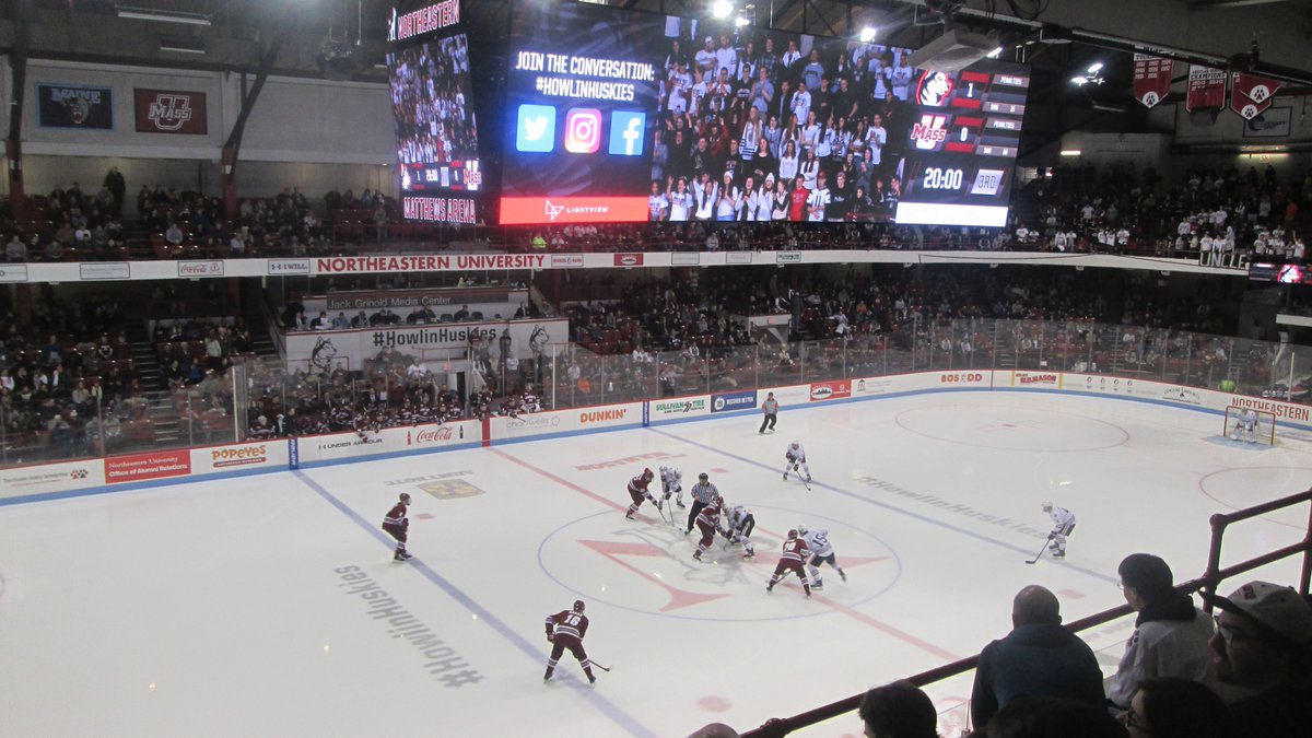 50. Matthews Arena, Boston, MA. Home of  @GoNUathletics hockey. This is the oldest indoor arena still in use in the world. How many rinks can claim that they are the first home to 2 NHL franchises? This grand old place can. New stuff, such as the HUGE scoreboard, seem out of place