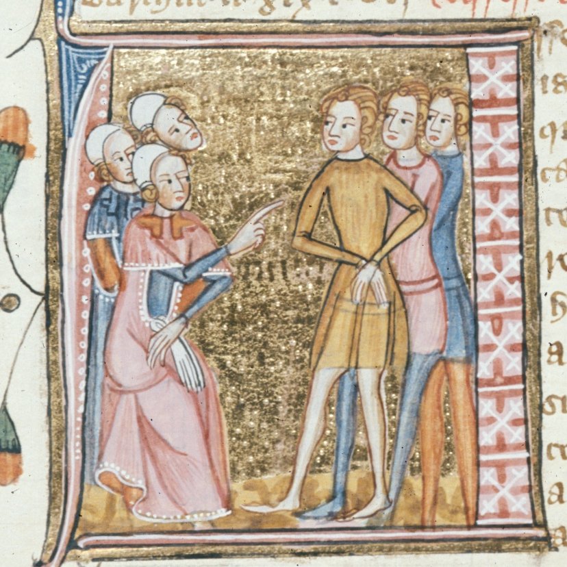 PUT JOHN SNOW IN PINK, YOU COWARDS. IT'S HISTORICAL ACCURACY.(BL, MS Royal 6 E VI, f. 150v)