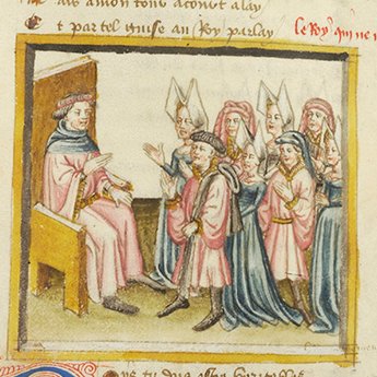 This is my petition for more historical movies to have medieval knights and courtiers and kings wearing pink. (Morgan Library, MS M.396, f. 157r, MS G.54, f. 024r)