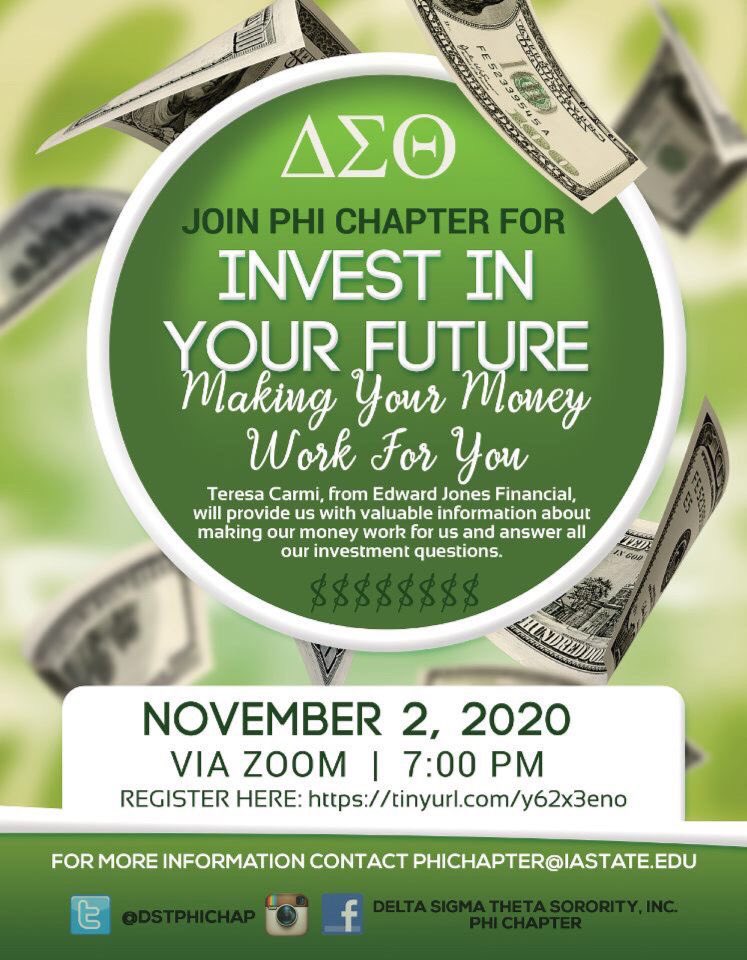Join us tomorrow at 7pm, to learn more information on how to make your money work for you! RSVP at the link below! 

tinyurl.com/y62x3eno