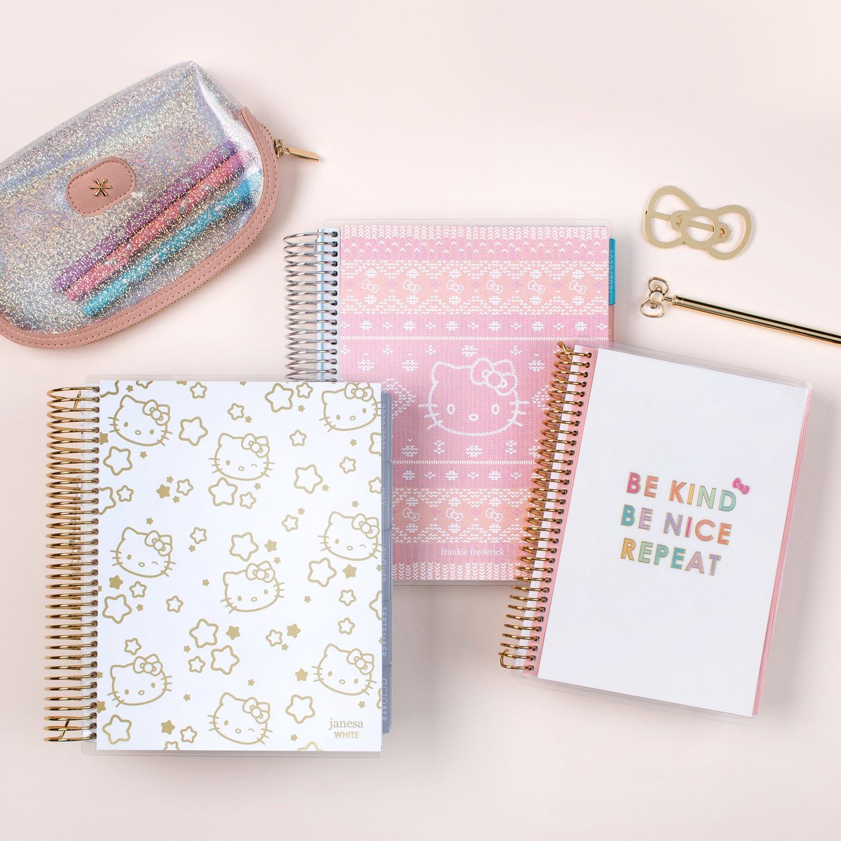 ErinCondren's tweet photo. Happy Birthday @HelloKitty! We are so excited to be able to celebrate with you by introducing these NEW gorgeous holiday covers &amp; our daily kindness and joy journal! Tell us which is your favorite in the comments below. #HBDHelloKitty https://t.co/poKSsJeoDW