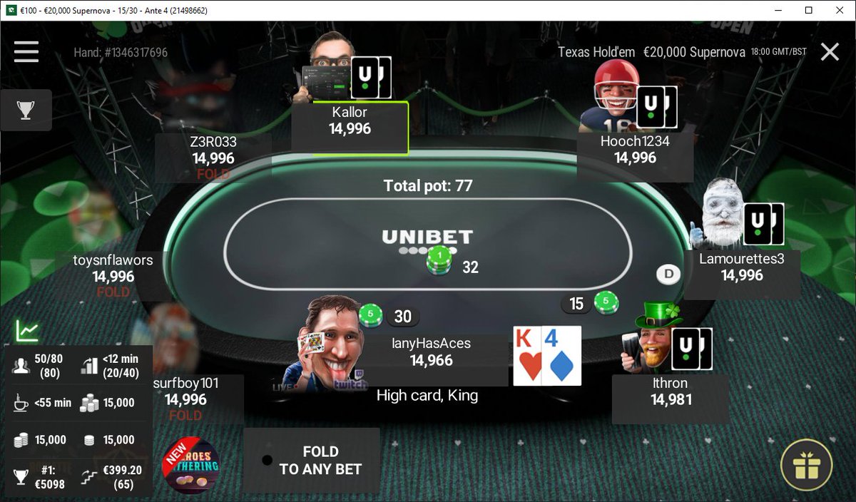 IanSimpsonPoker's tweet photo. I'm live on the @UnibetPoker channel playing all the best MTT's we have, including of course the €100 €20,000 Supernova!

Come hang out! https://t.co/spTLfaqnL2

#Ad #BeGambleAware #Poker #PokerLife https://t.co/MHCrrbNryC