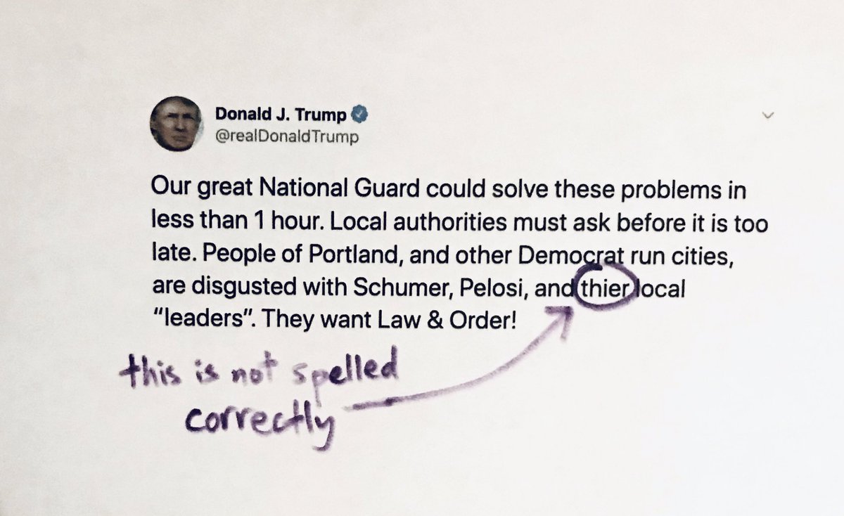 TrumpNeedsTutor's tweet photo. Have you been distracted lately, @realDonaldTrump? Perhaps that is what is causing all of these careless errors. Do you have anything stressful going on? #LawAndOrder #portland #nationalguard https://t.co/4mhMnFllpX